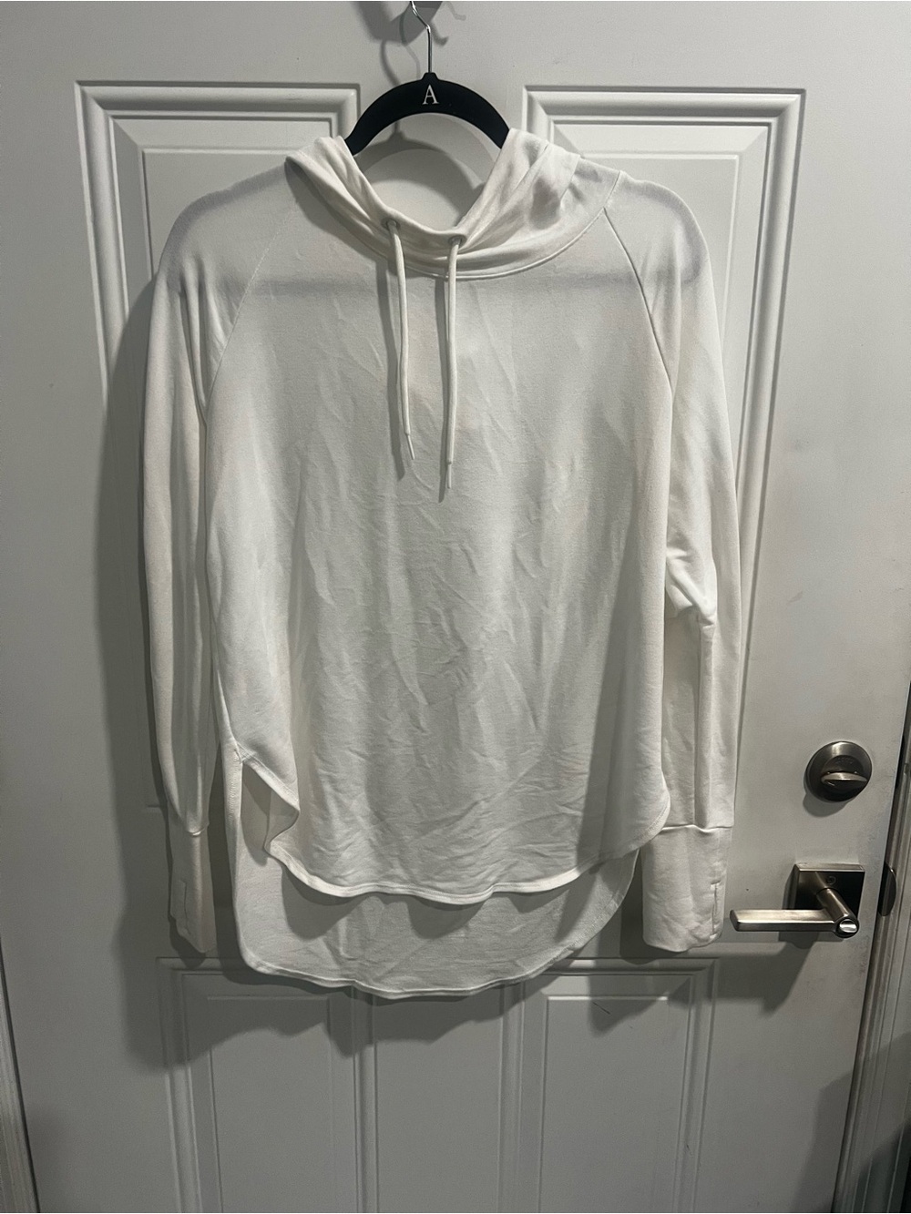 Light-weight White Drawstring Hooded Top